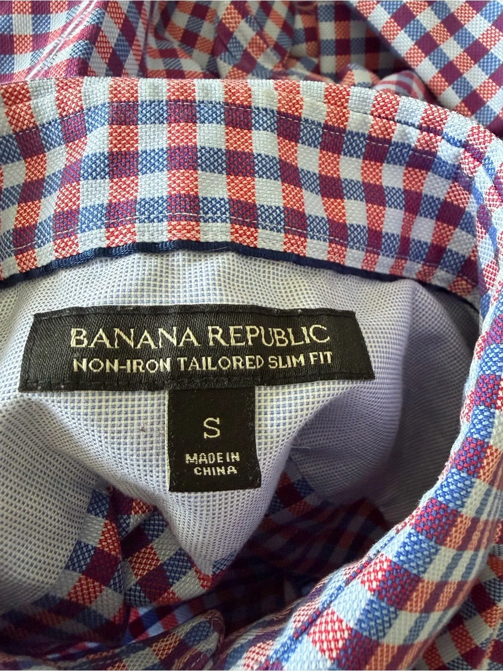 Banana Republic Men's Checked Dress Shirt - Blue & Red